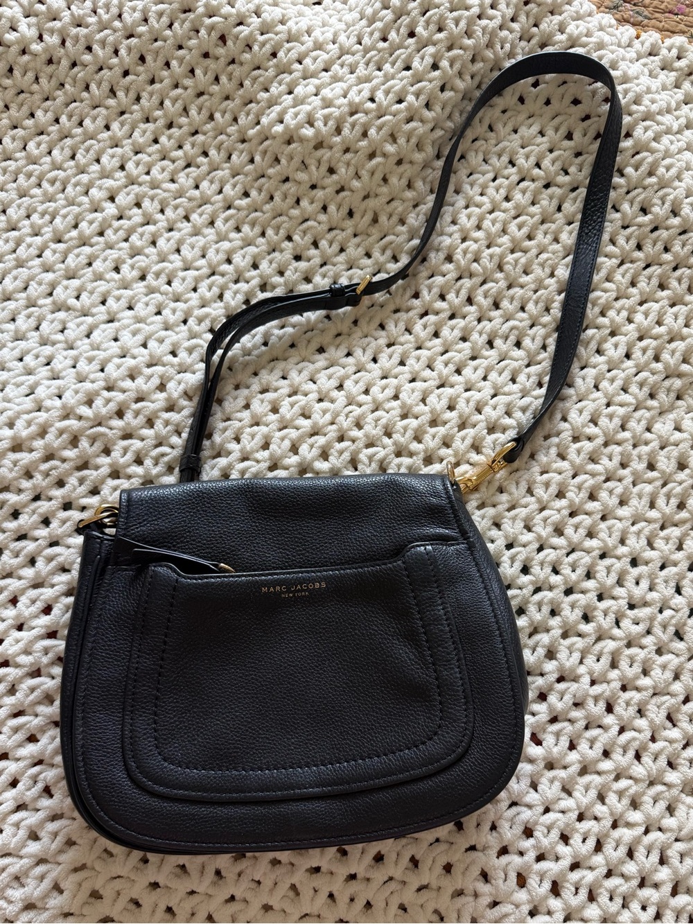 Marc Jacobs Black Empire City Large Crossbody Messenger Saddle Bag